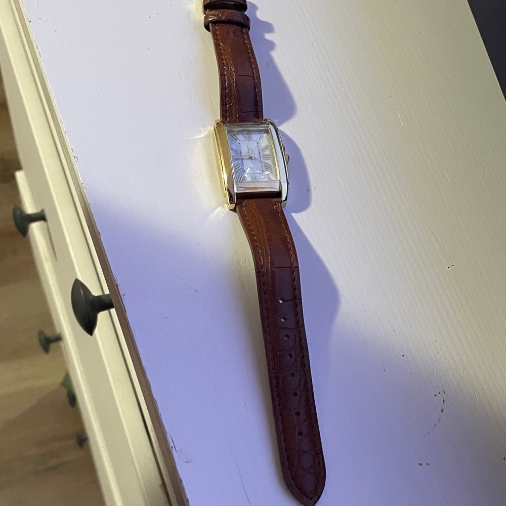 Brown Leather Strap Gold Watch